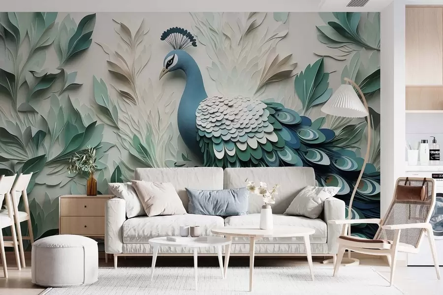 wall murals Large peacock w09695