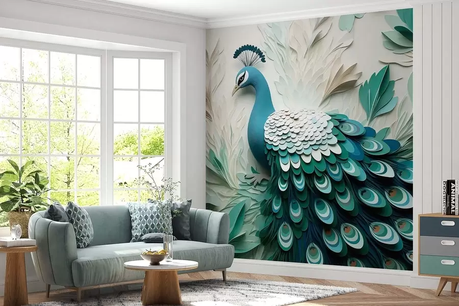 wall murals Large peacock w09695