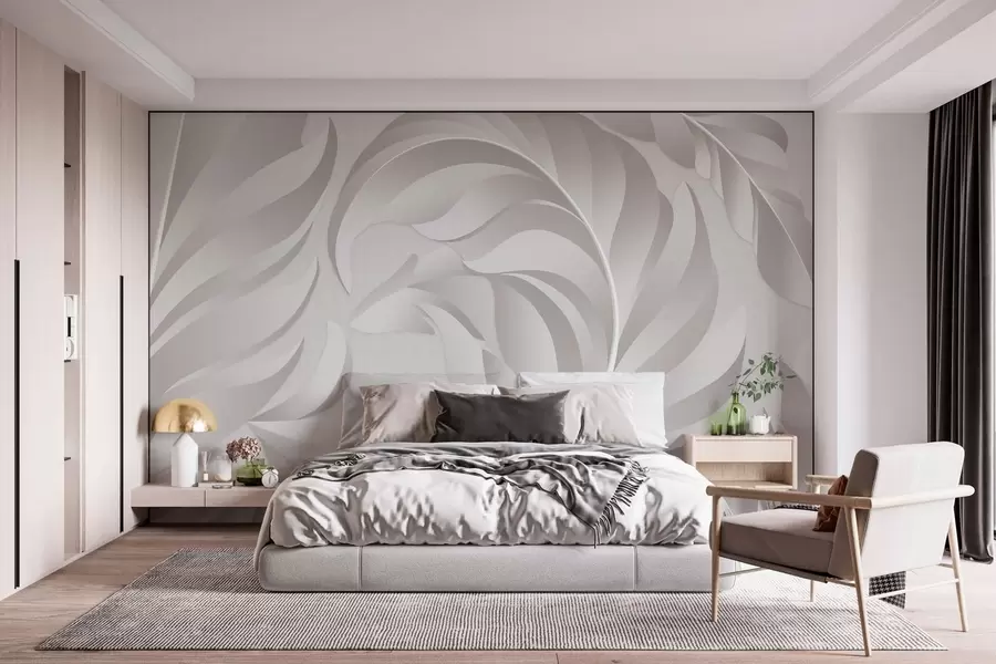 wall murals large textured feathers in pearlescent shades w05231v2