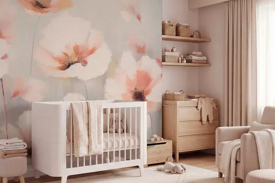 wall murals Delicate flowers in pastel tones w05222
