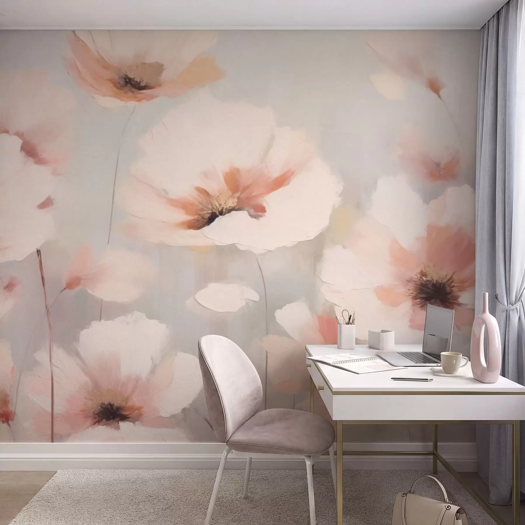 wall murals Delicate flowers in pastel tones w05222
