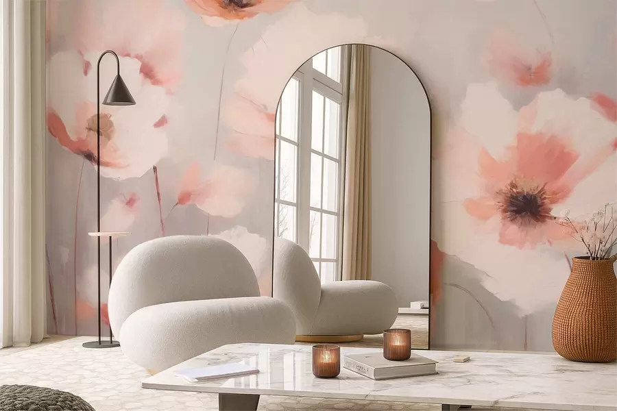 wall murals Delicate flowers in pastel tones w05222