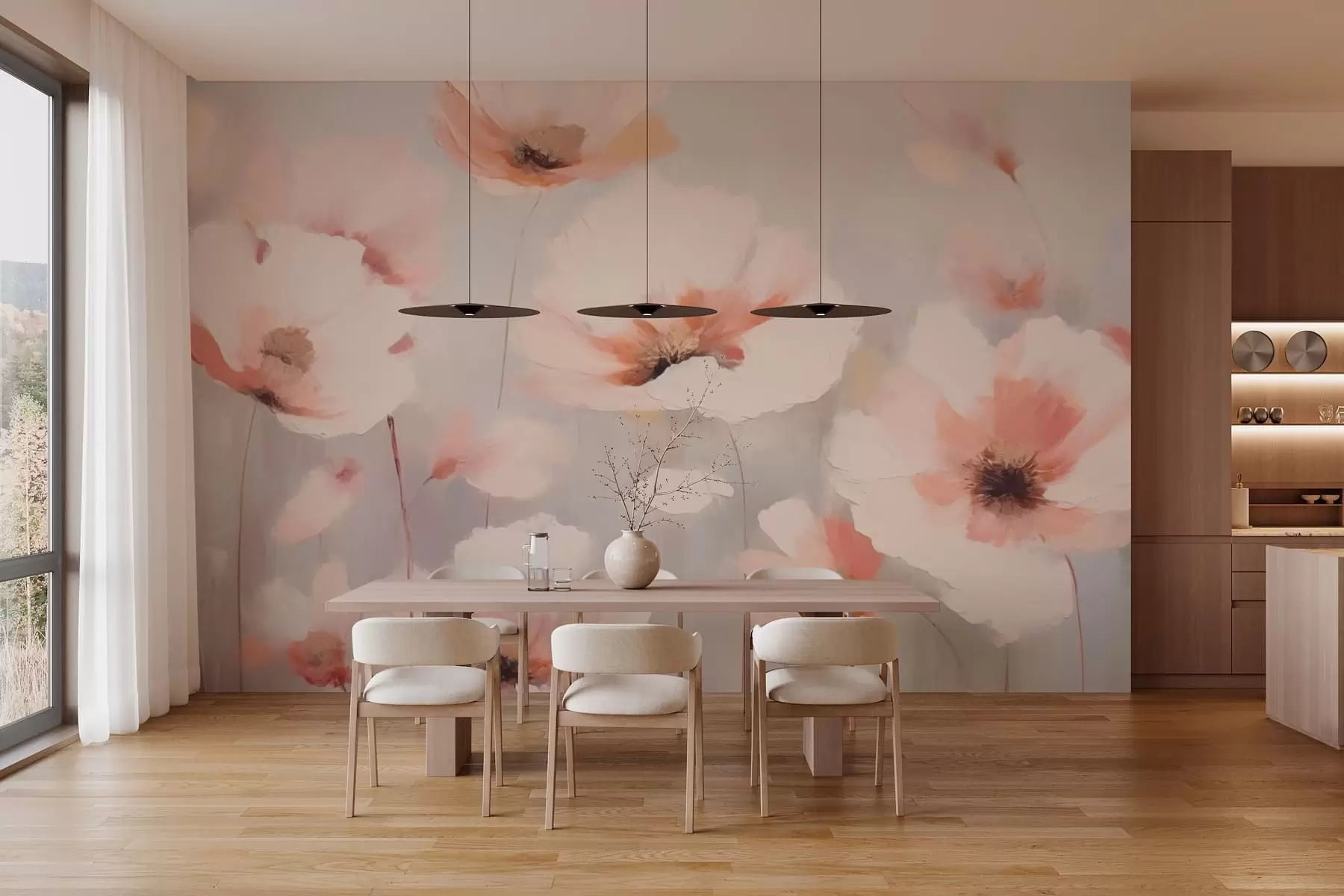 wall murals Delicate flowers in pastel tones w05222