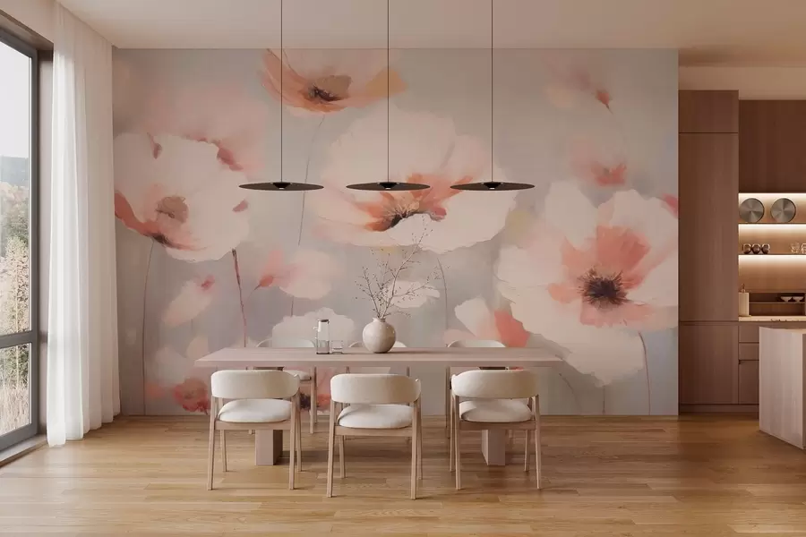 wall murals Delicate flowers in pastel tones w05222