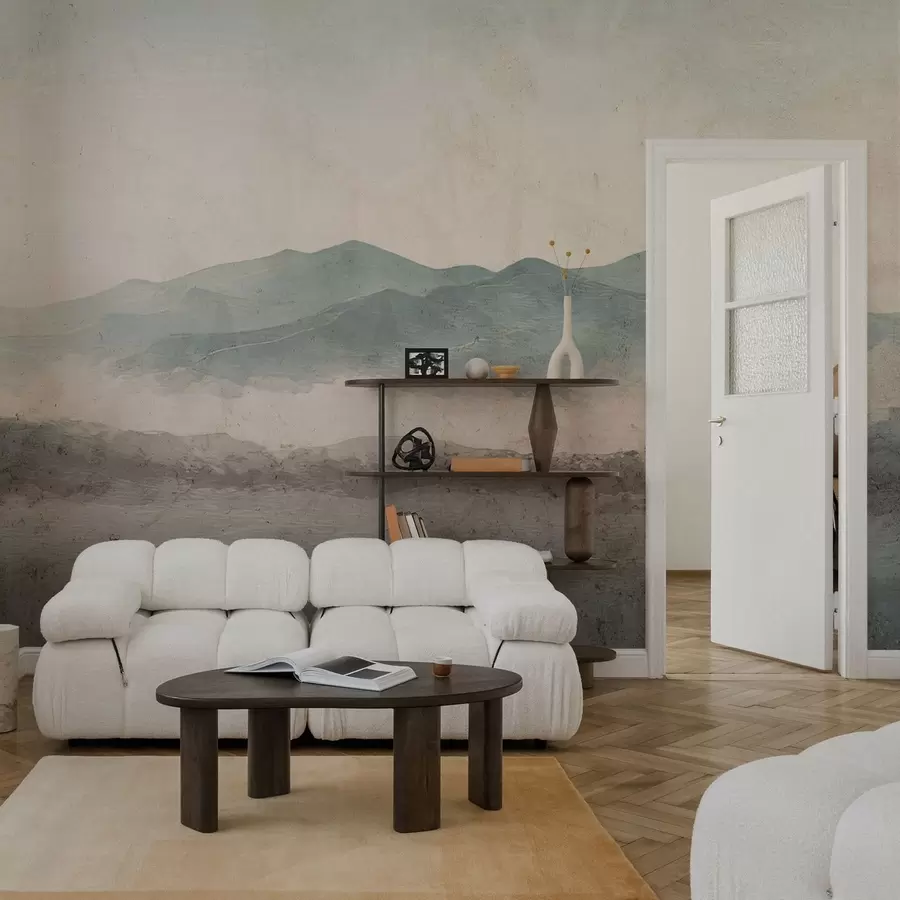 wall murals Grunge painted mountain landscape w05241