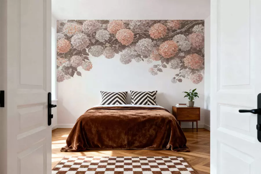 wall murals Painted hydrangeas hang down w05250v1