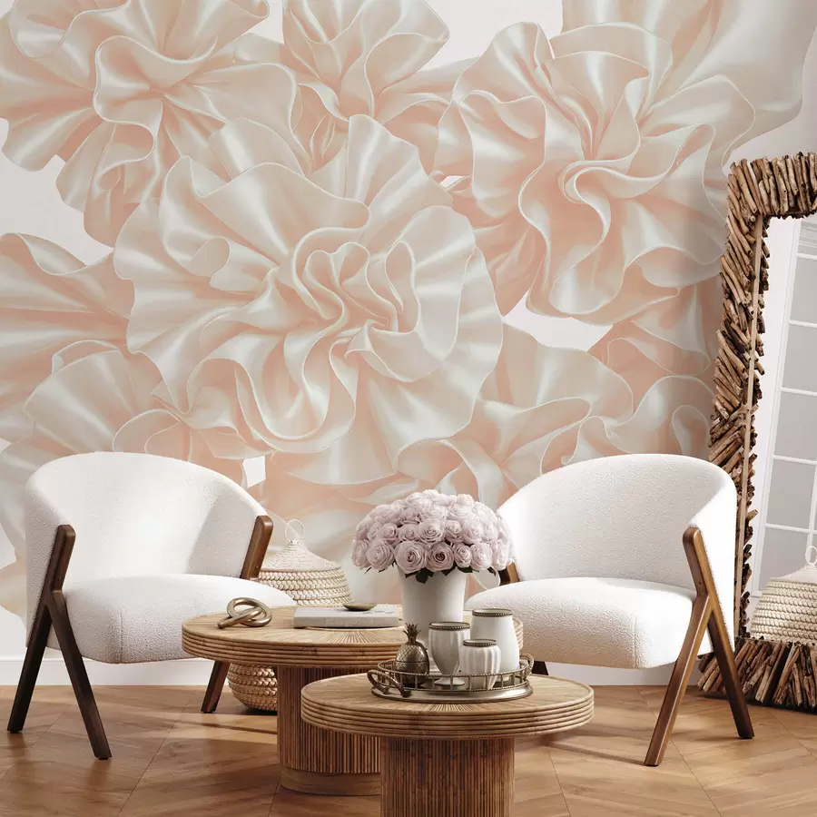 wall murals Imitation of flowers from ribbons w05252