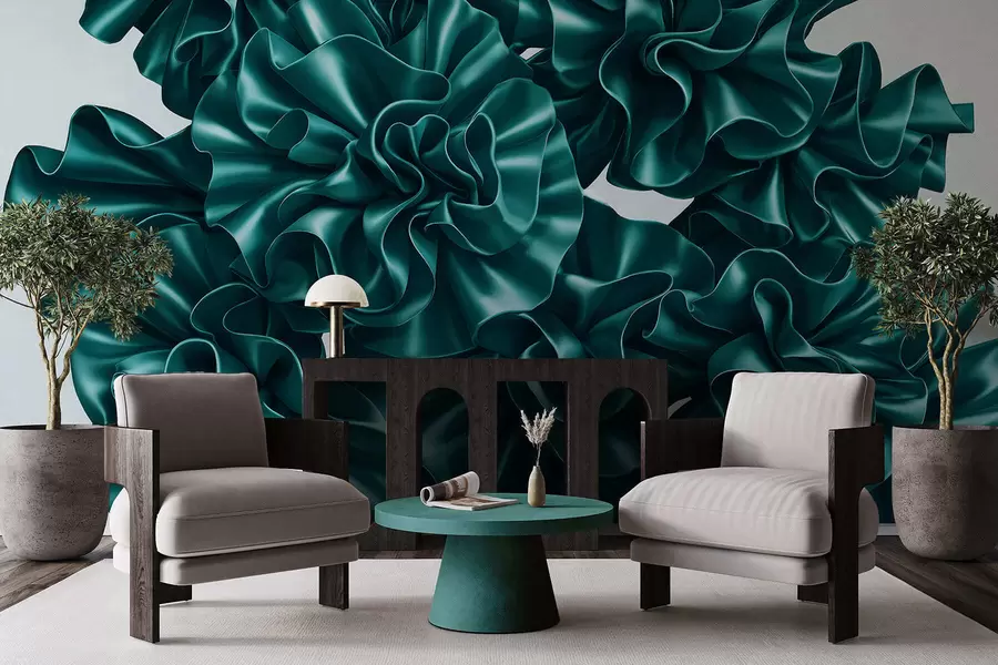 wall murals Imitation of flowers from ribbons w05252v2