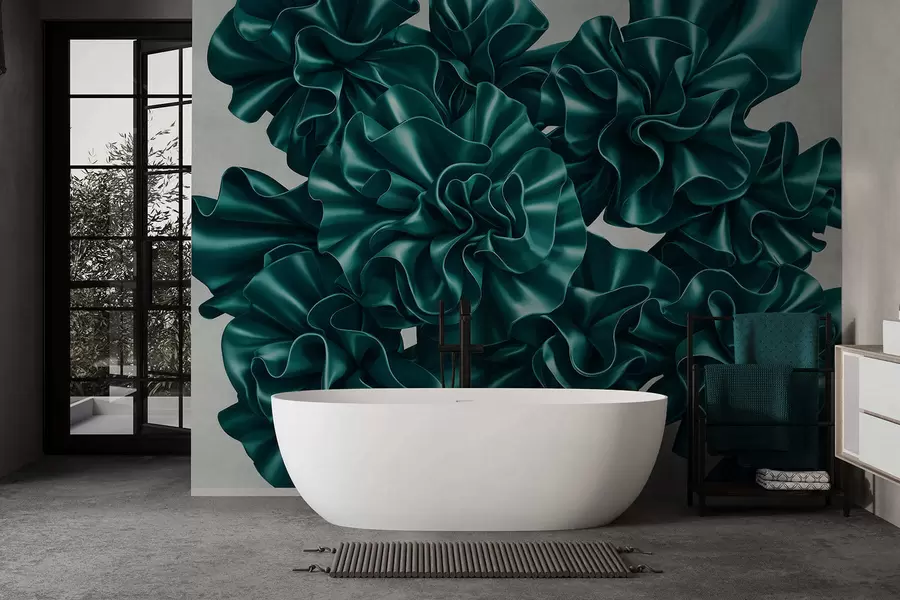 wall murals Imitation of flowers from ribbons w05252v2
