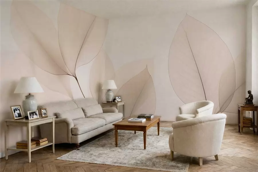 wall murals White flower with fine line w05268