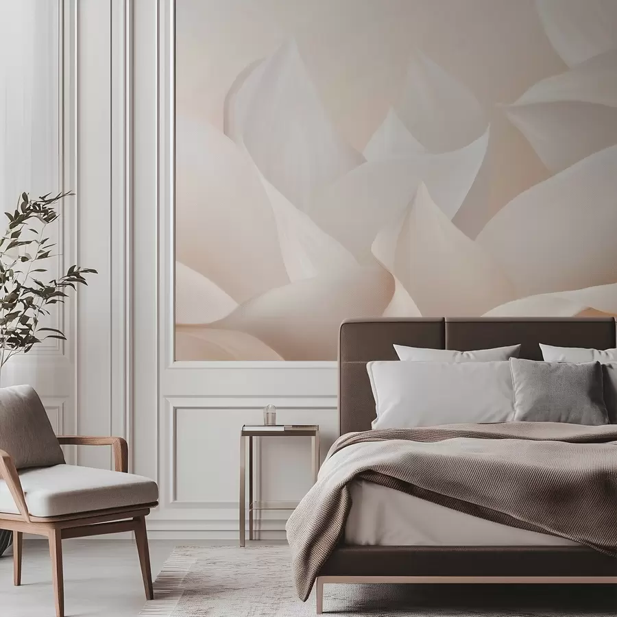 wall murals Soft peach-milky petals w09716