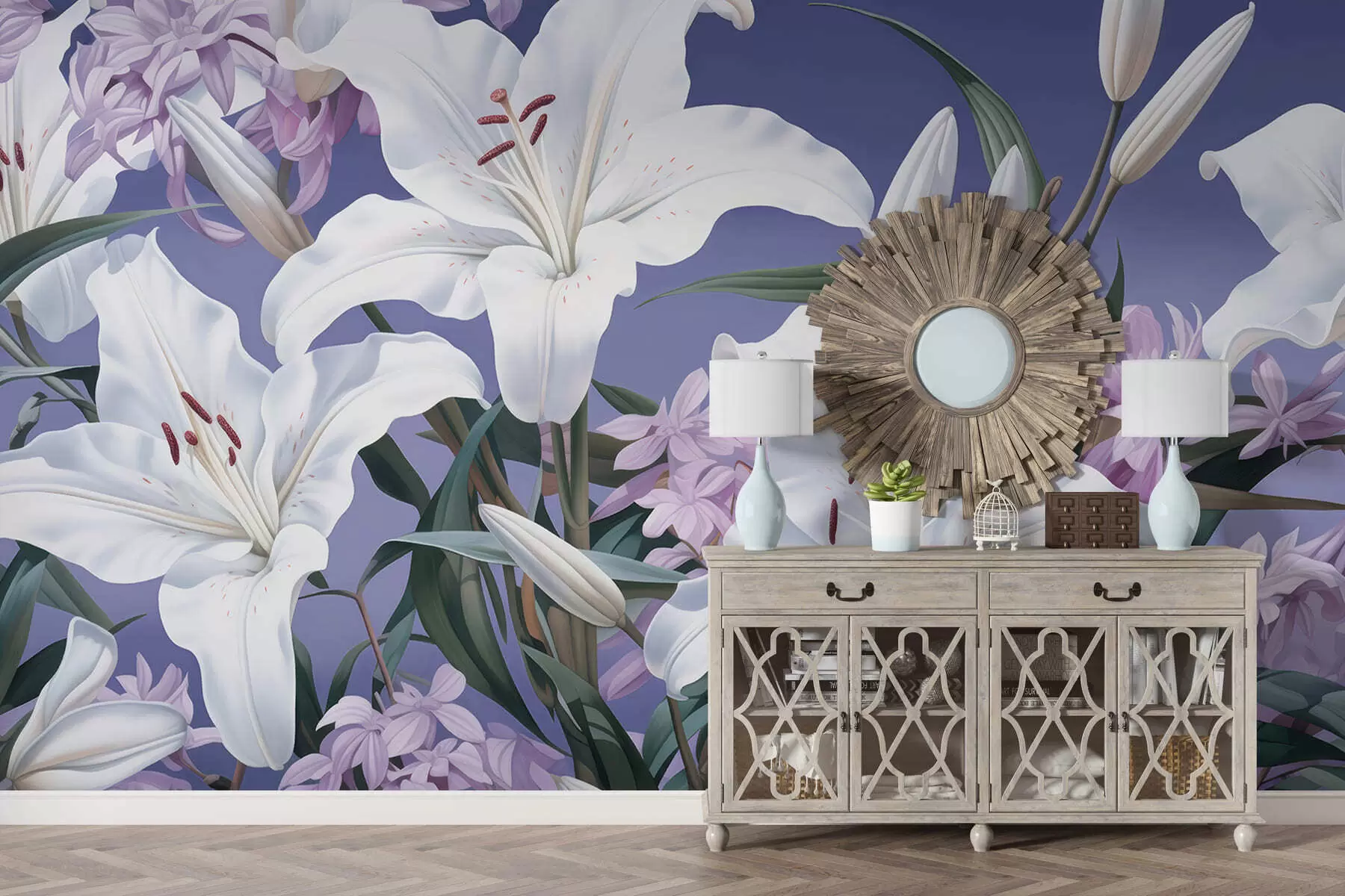 wall murals Lilies at dusk w05310