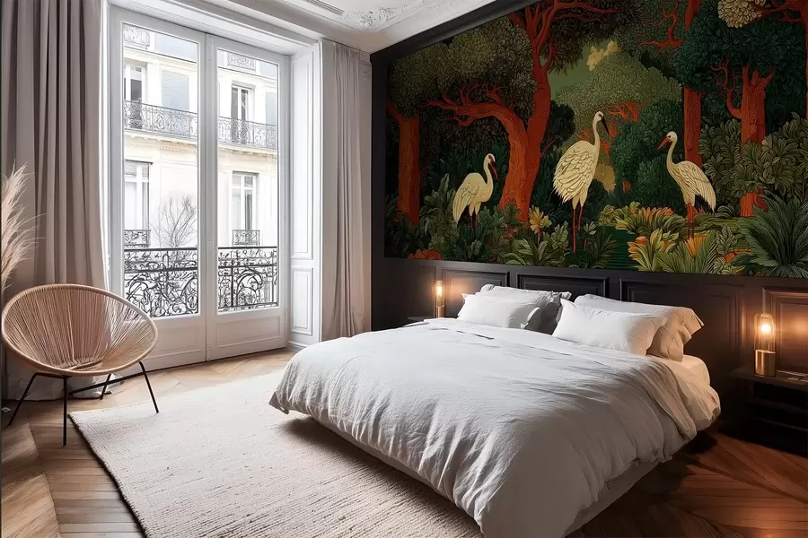 wall murals Forest with cranes w05259