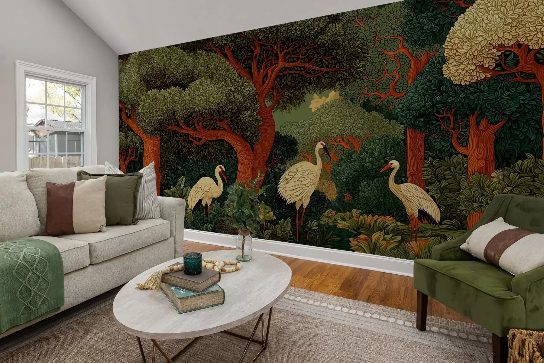 wall murals Forest with cranes w05259