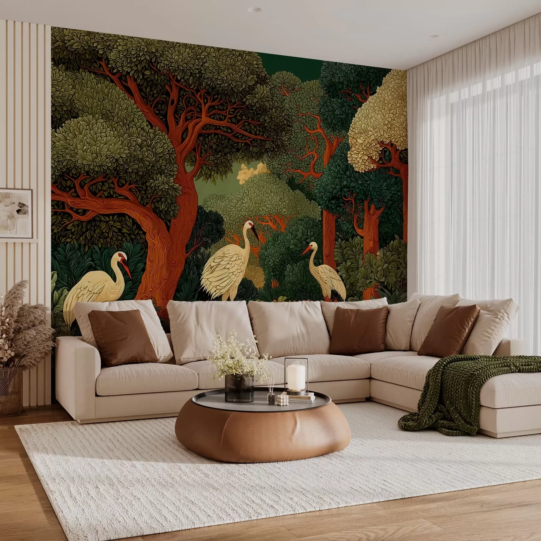 wall murals Forest with cranes w05259
