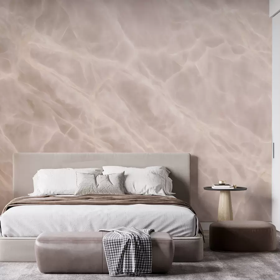wall murals Elegant abstract artwork in a beige palette with a marble imitation w09684