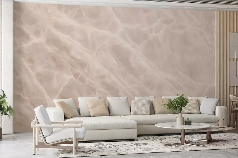 wall murals Elegant abstract artwork in a beige palette with a marble imitation w09684