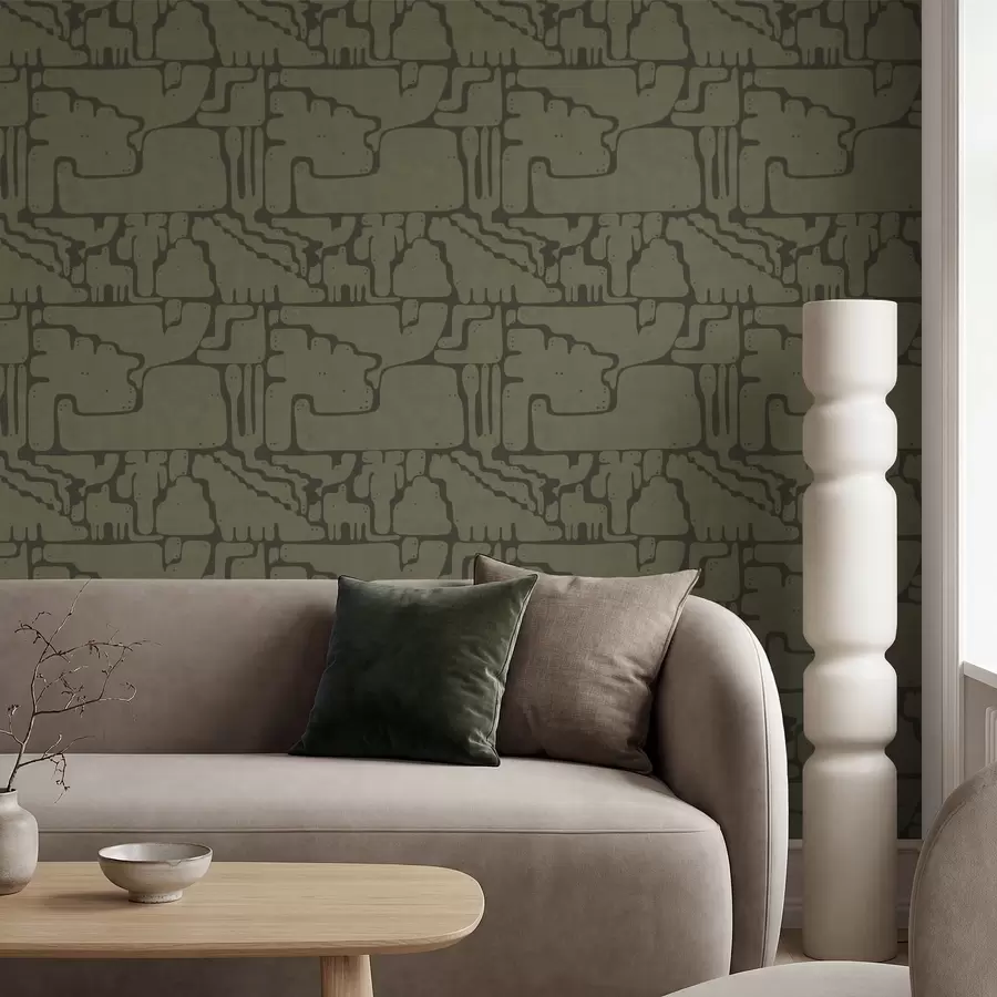 wall murals Abstract organic pattern in green tones a01122