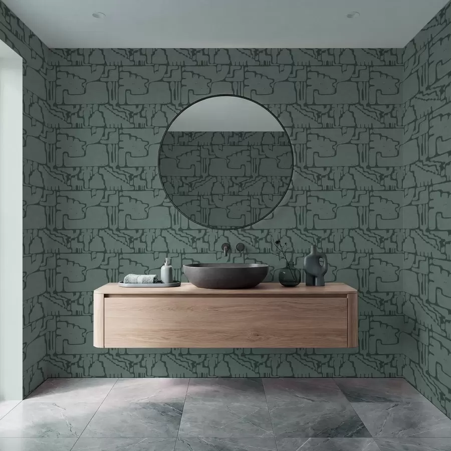 wall murals Abstract pattern in teal shades a01122v3