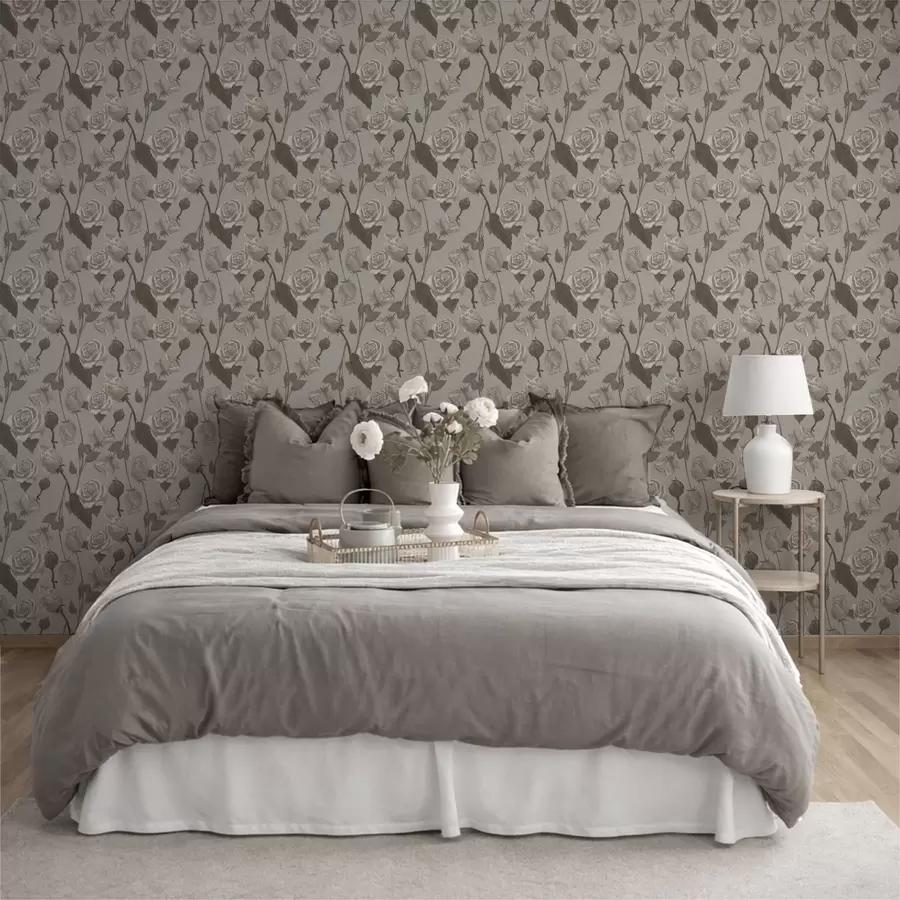 wall murals Light floral pattern with roses a01123v1