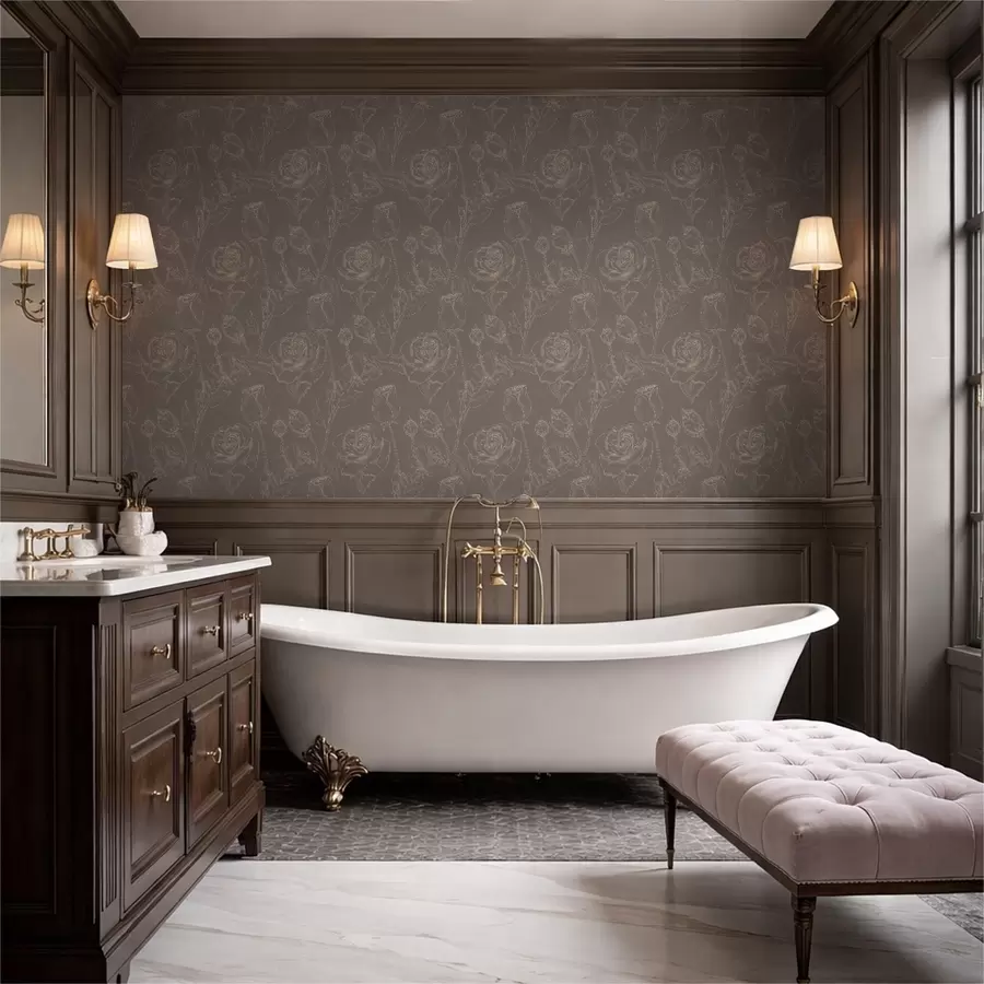 wall murals Dark rose pattern on brown background a01124v1