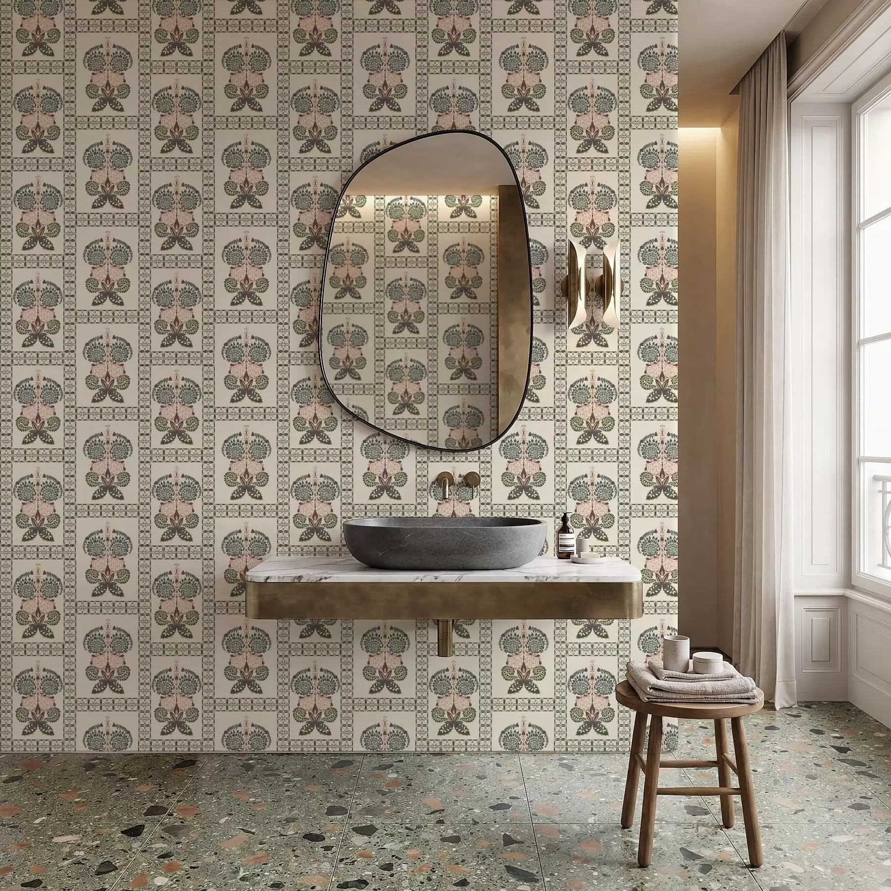 wall murals Decorative pattern with butterflies and flowers a01125