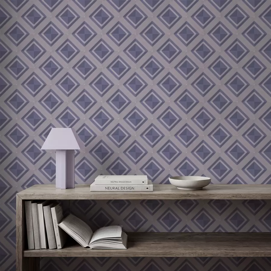 wall murals Geometric diamond pattern in blue tones a01128v1