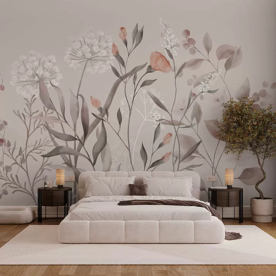 wall murals Airy wild plants in pastel tones w05154