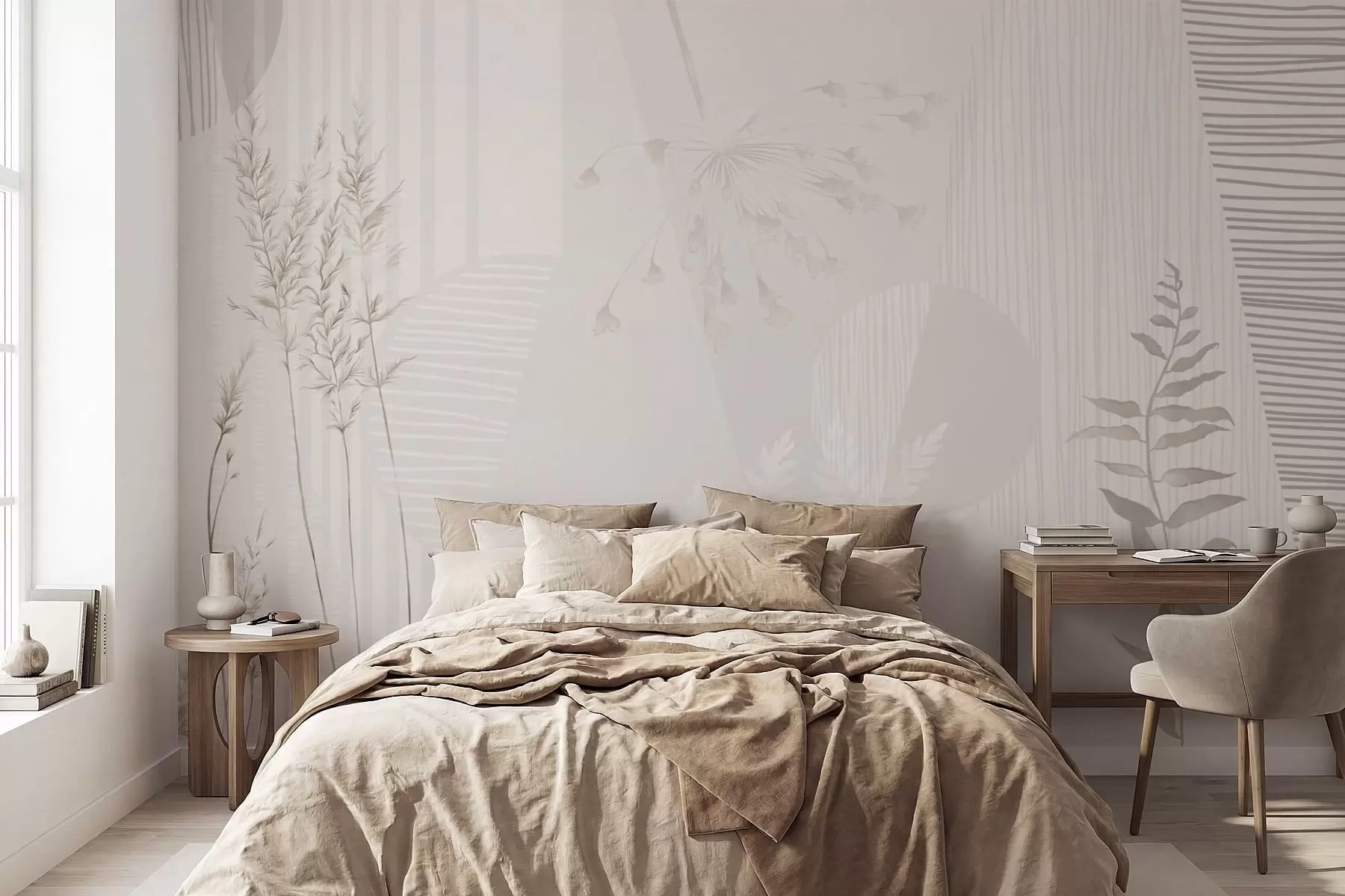 wall murals Minimalist composition with grasses and shapes w05318