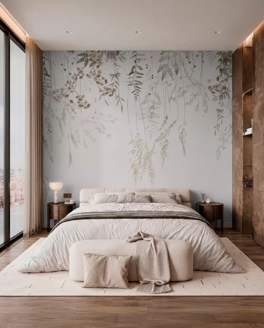 wall murals Hanging wild plants on a light background w05320