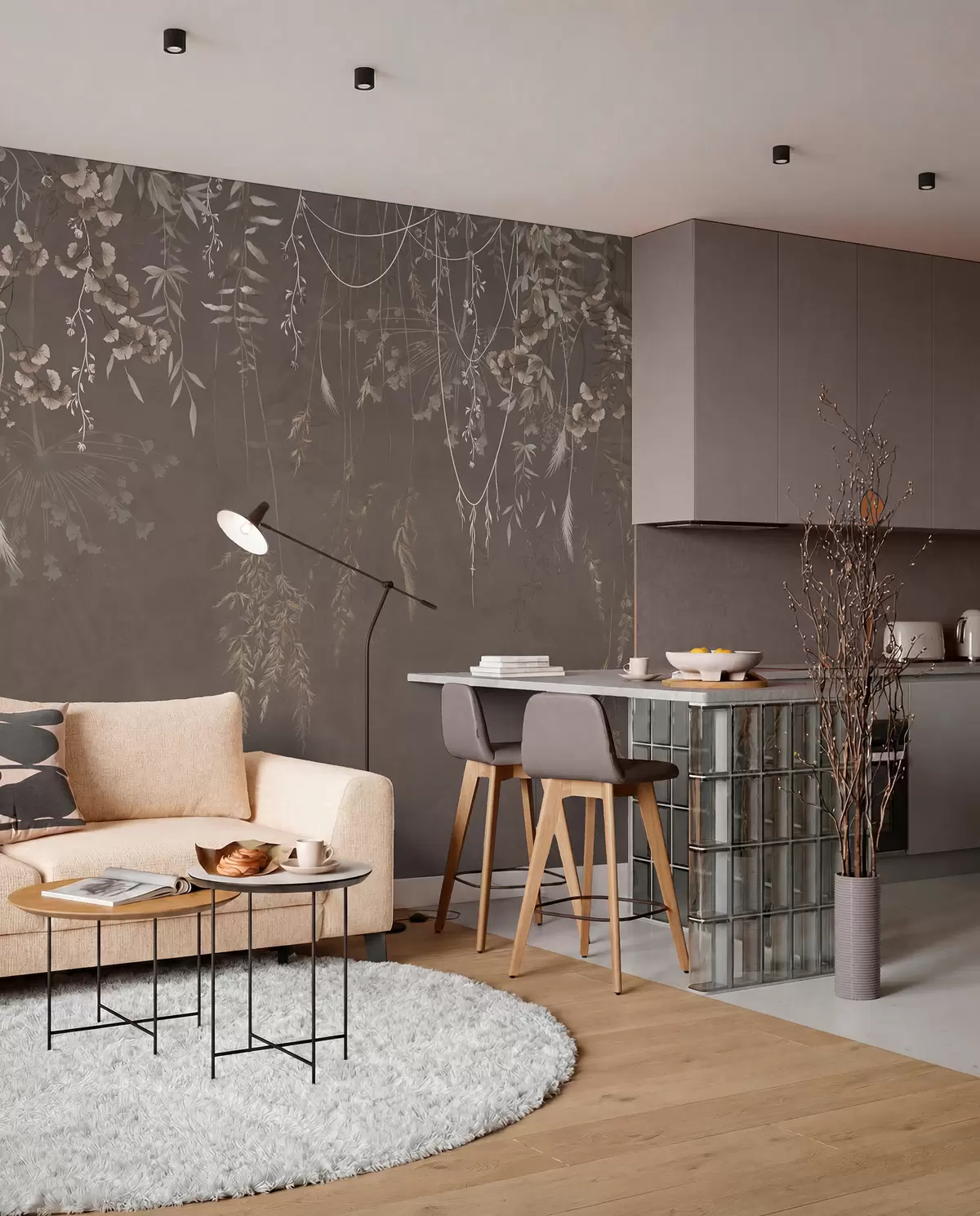 wall murals Hanging plants on a dark background w05320v1