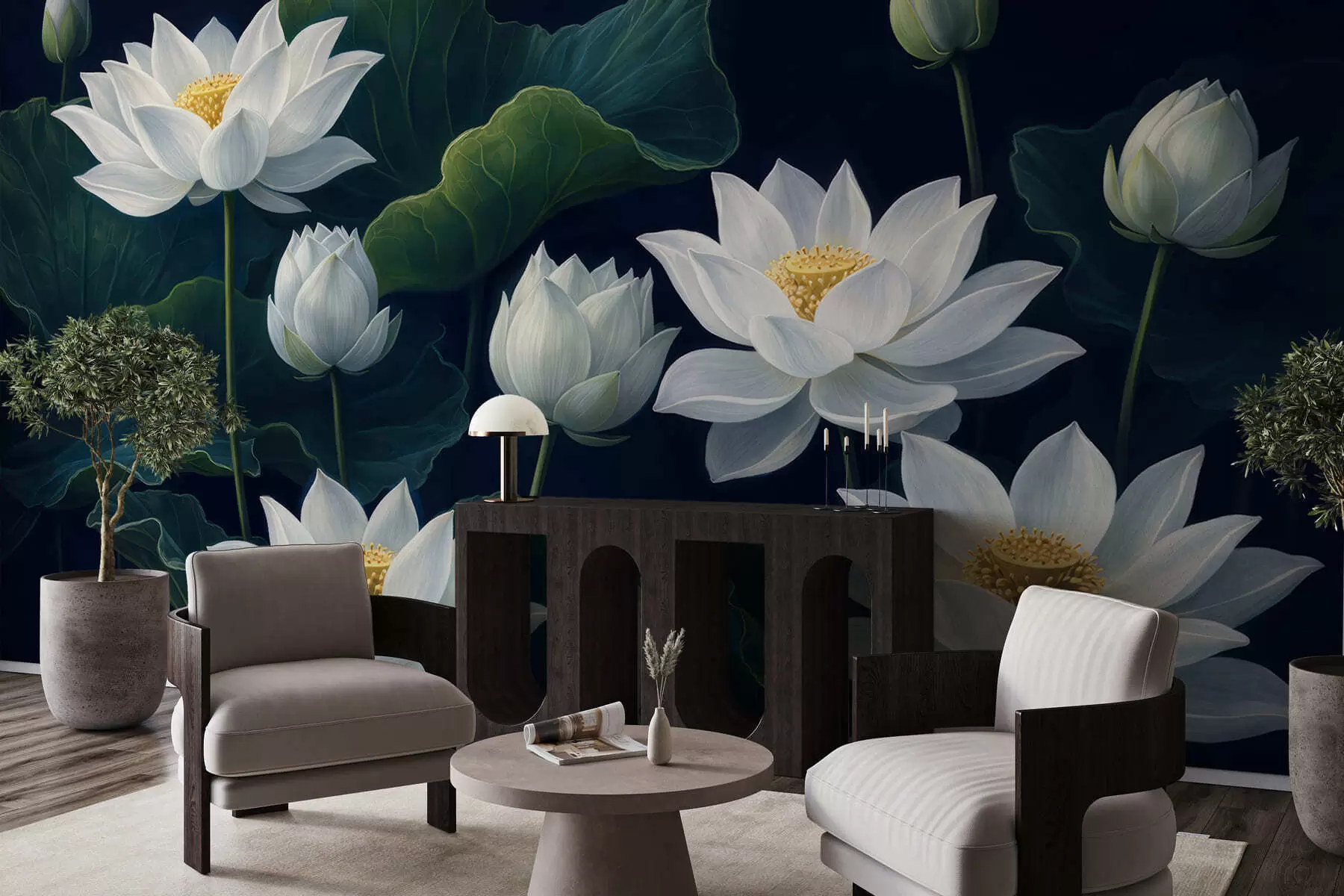 wall murals Night lotuses w05307