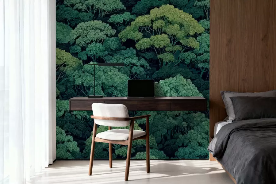 wall murals Mosaic green tree canopies w05362