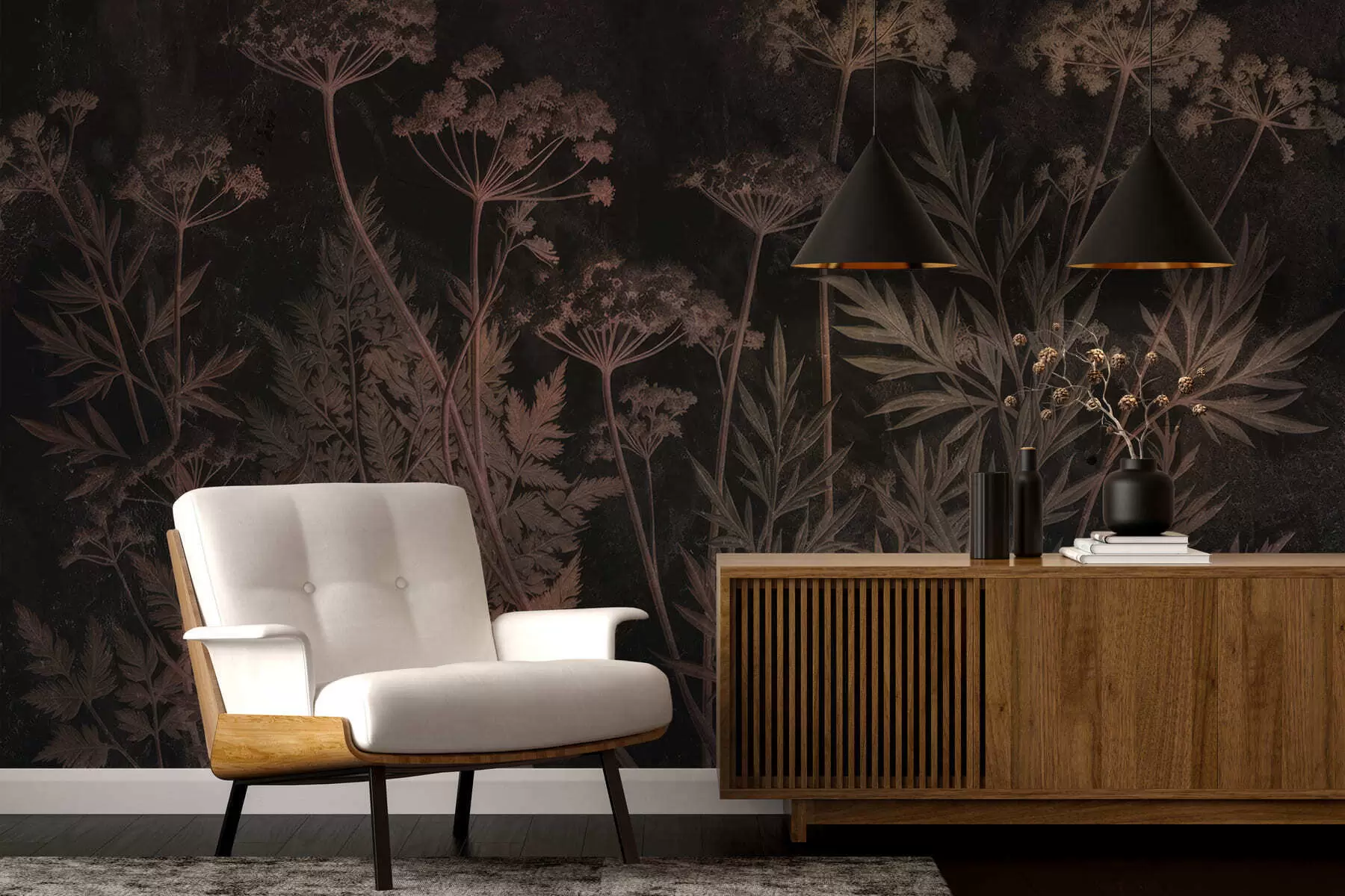 wall murals Intertwined everlasting flowers w05369v1