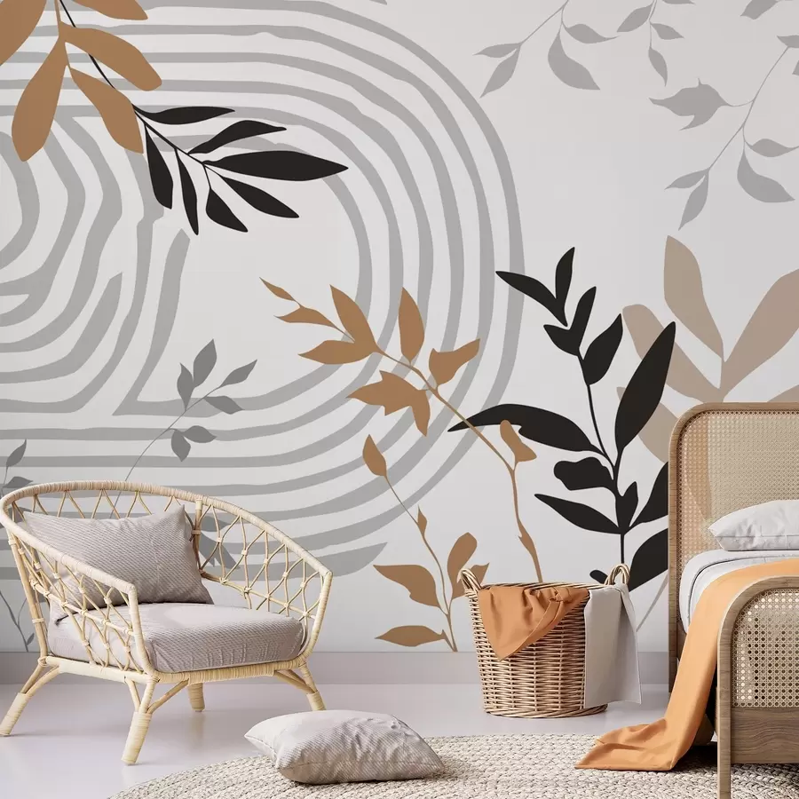 wall murals Abstract plant silhouettes and lines w05374