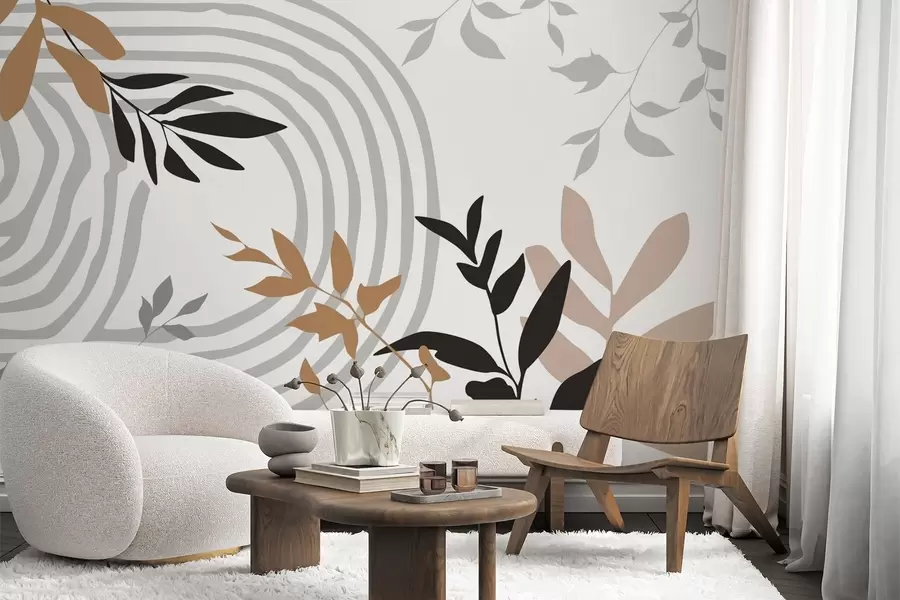 wall murals Abstract plant silhouettes and lines w05374