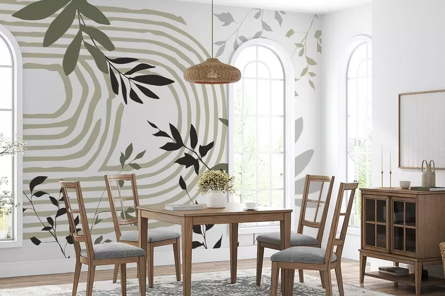 wall murals Abstract plant silhouettes and lines w05374v1