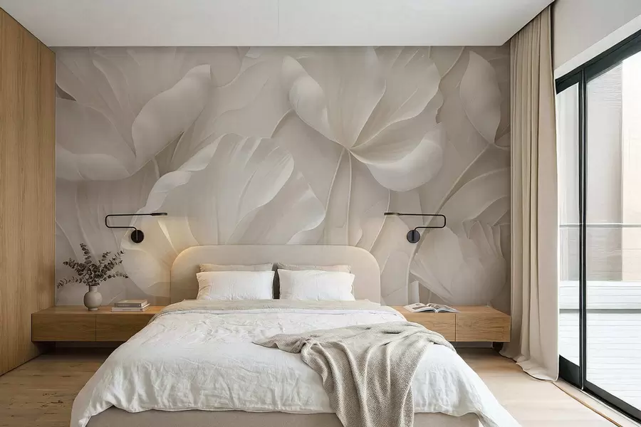 wall murals Sculpted light flowers with soft petals w05355