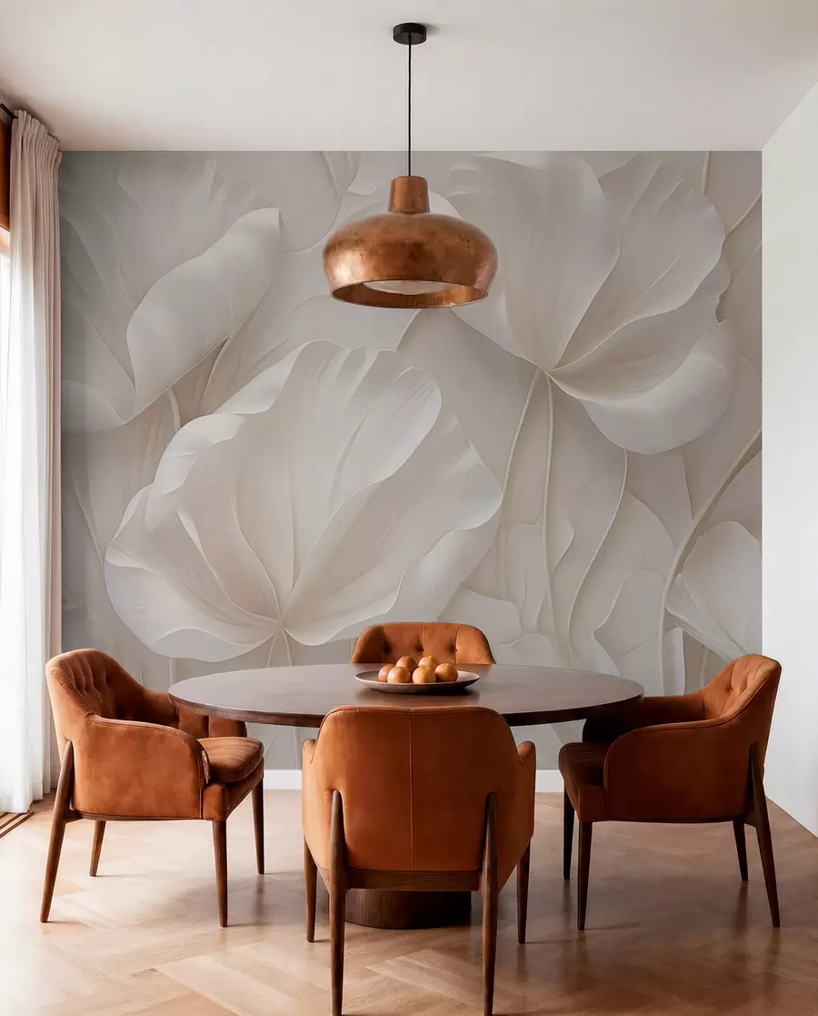 wall murals Sculpted light flowers with soft petals w05355
