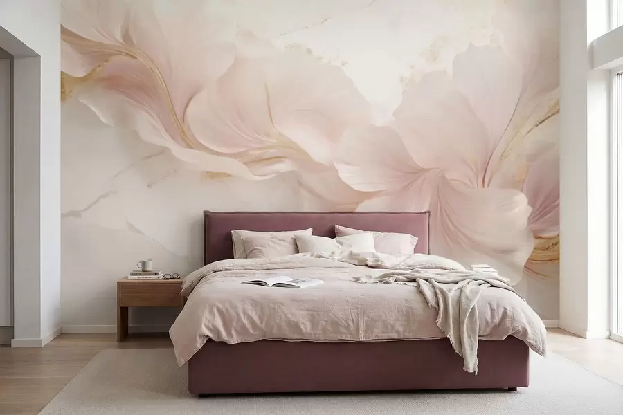 wall murals Soft pink flowers on a light background w05357