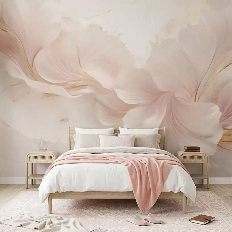 wall murals Soft pink flowers on a light background w05357