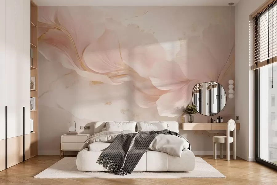 wall murals Soft pink flowers on a light background w05357