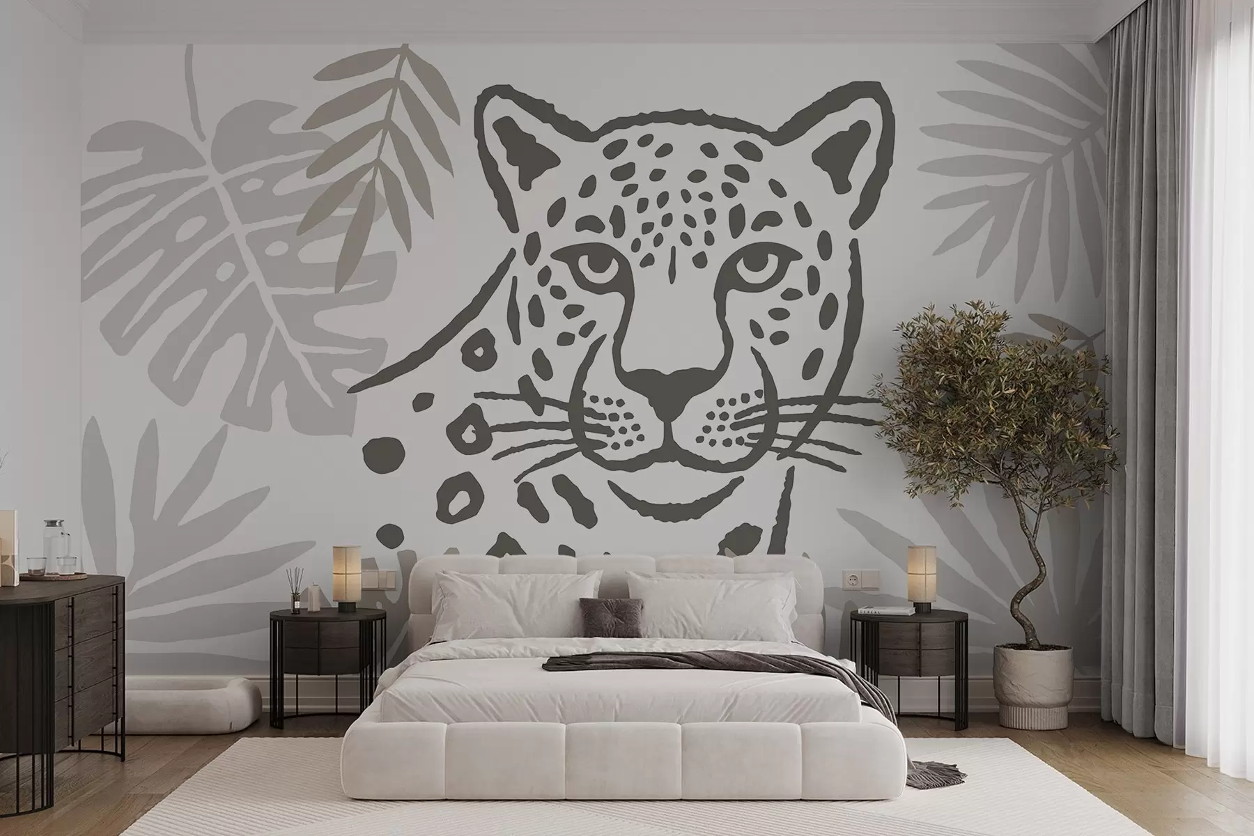 wall murals Leopard in the leaves w05396