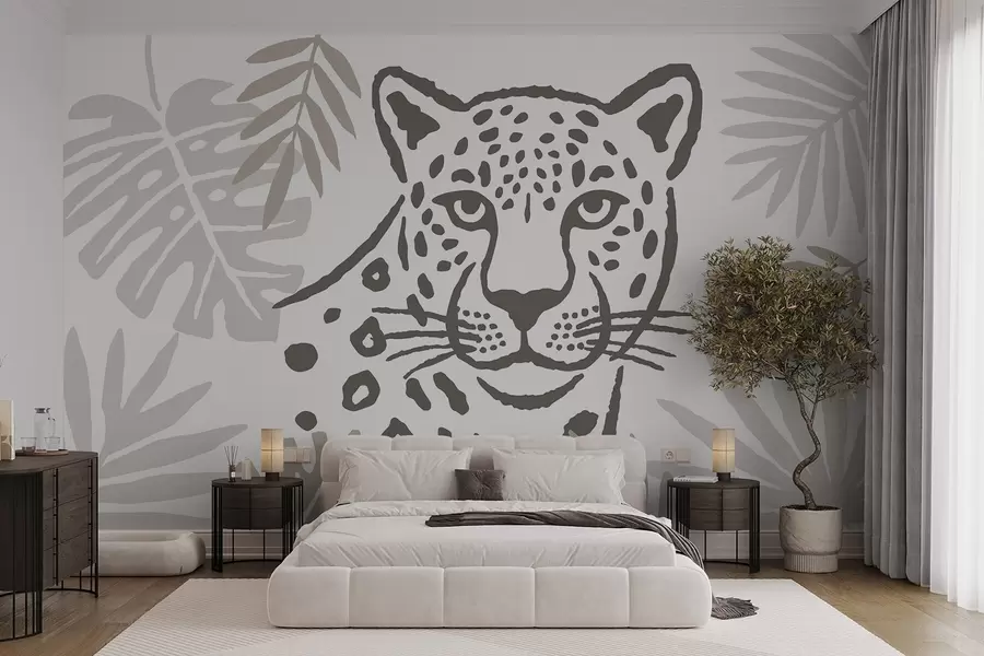 wall murals Leopard in the leaves w05396