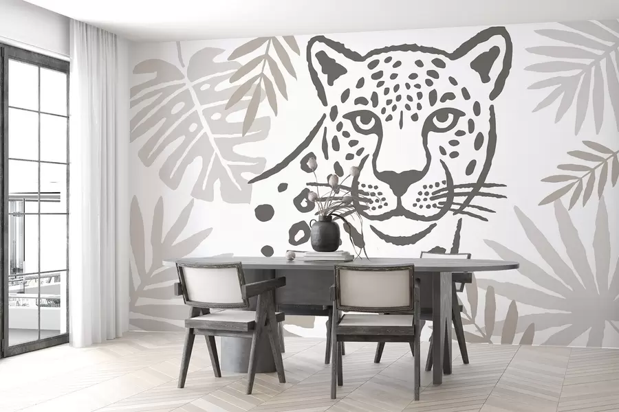 wall murals Leopard in the leaves w05396