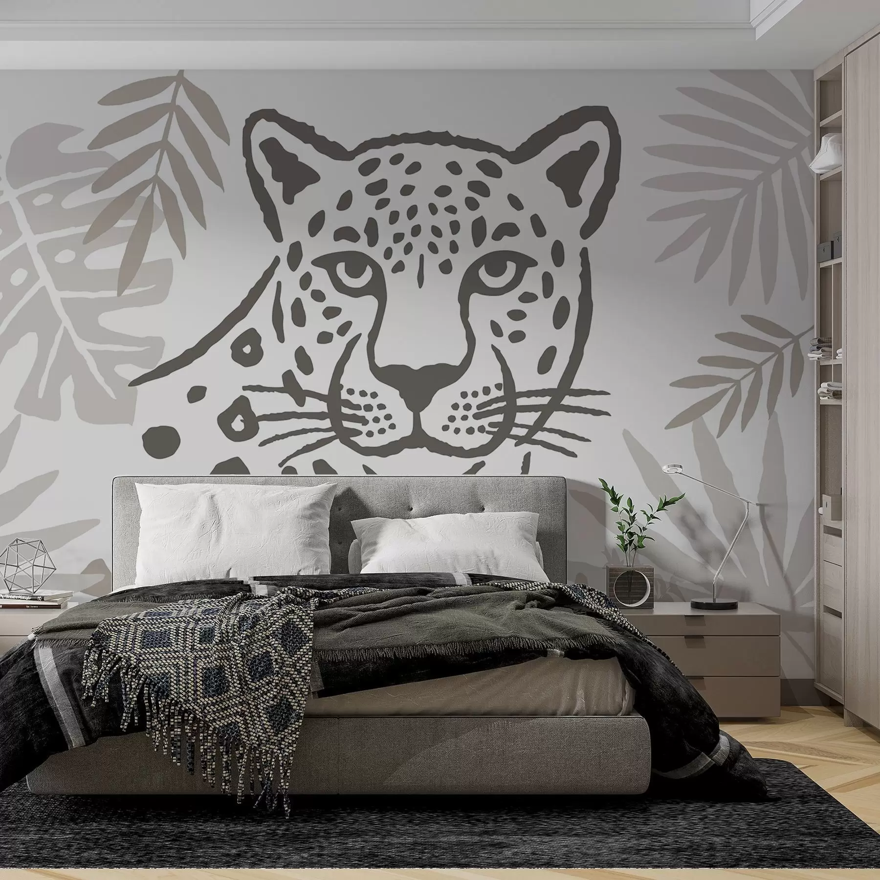 wall murals Leopard in the leaves w05396