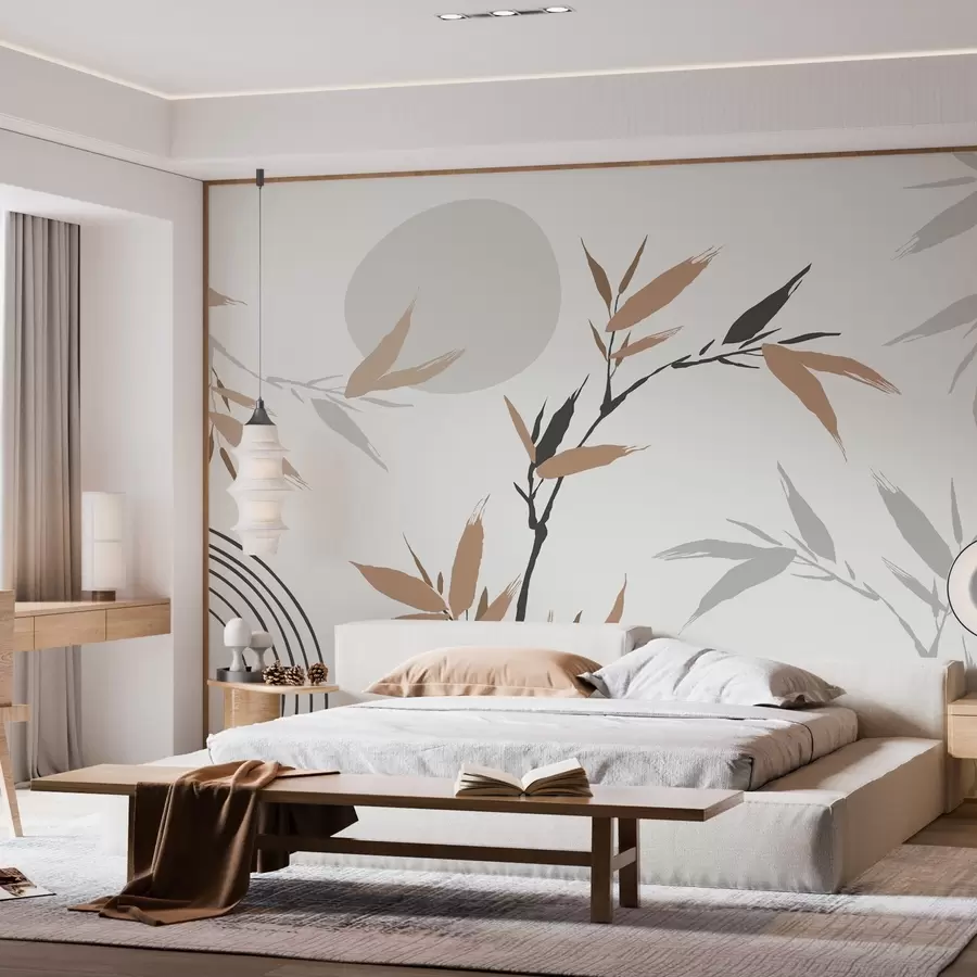 wall murals Abstract branch with leaves w05398