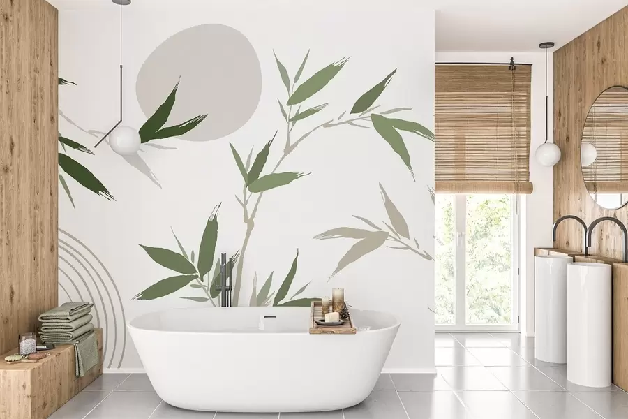 wall murals Abstract branch with leaves w05398v1
