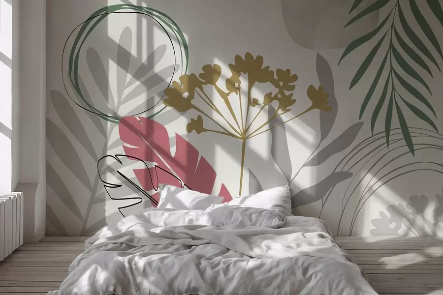 wall murals Abstraction with plants w05400v1