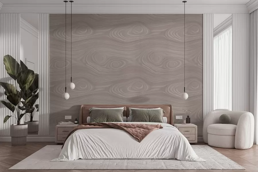 wall murals Abstract beige pattern with smooth lines and imitation of natural wood texture w09681